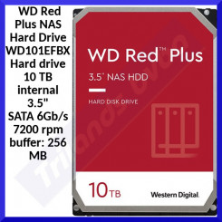 WD Red Plus NAS Hard Drive WD101EFBX - Hard drive - 10 TB - internal - 3.5" - SATA 6Gb/s - 7200 rpm - buffer: 256 MB